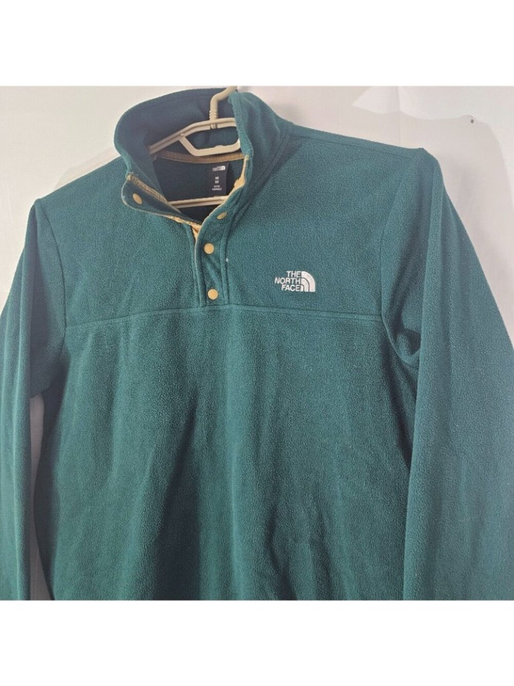 North Face Fleece Sweatshirt Mens M Green 1/4 Button Pullover Sweater Outdoor - Picture 4 of 11